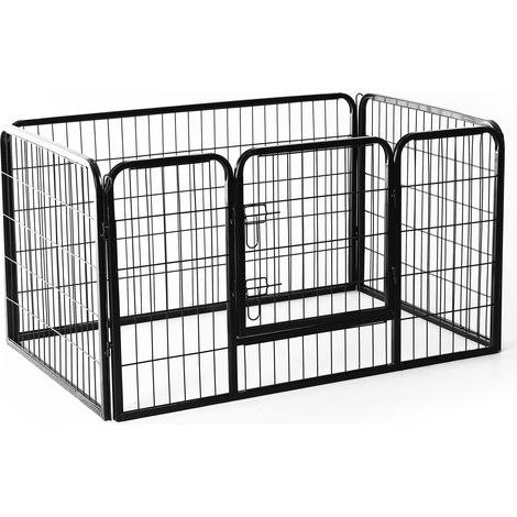 Recinto Recinzione per Animali Domestici 125x80x70 cm in Metallo Nero (1/5)