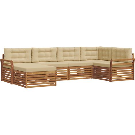 Outdoor-Sofagarnitur 6 stk. Natur und Beige vidaXL (1/5)