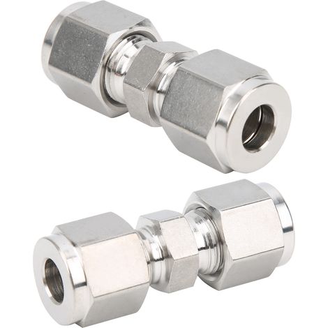 2 Pièces Raccord à Compression Inoxydable 316 Droit Double Bague pour Tube Adaptateur (Ф8) (1/5)