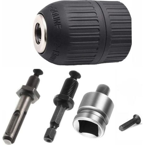 2–13 mm selbstspannendes Bohrfutter, 1/2–20 UNF Schnellspannfutter mit SDS-Plus-Adapter, Bohrzubehör (1/5)