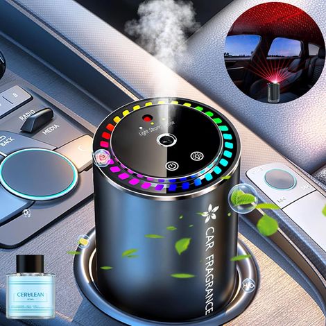 Diffuseur d'air parfumé intelligent pour voiture, sans eau, avec projecteur étoilé, lumière rythmée musicale, arrêt automatique, concentration réglable, batterie intégrée, bleu océan, 1 pièce (1/5)