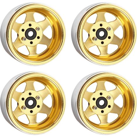 Ensemble de 4 moyeux de roue en métal à 5 fentes pour voiture télécommandée, accessoires de modification et d'amélioration, couleur or (1/5)