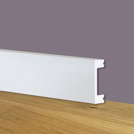 Battiscopa SQUADRATO BIANCO Passacavo 50x20mm in POLIMERI - Polistrutturato (prezzo al metro)