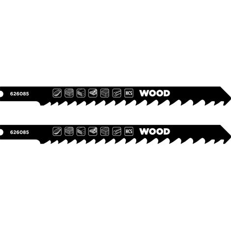 Lame Scie Sauteuse Bois moy S30 2 pcs (Acier Carbone HCS, Dents Trempées, Surface Polie, Pas de Dent 3,2–5,2 mm, Longueur 100 mm, Emmanchement en U) (1/2)