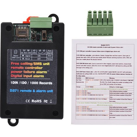 Ortviai Ouverture de Portail GSM 2G DN371 avec Alarme de Coupure Électrique, Relais 3A, Batterie Intégrée 1000 mAh (1/5)