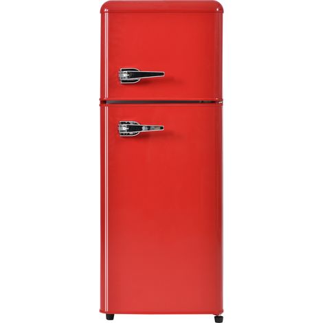 Fortuna Lai – Réfrigérateur rétro 92L – 2 portes – Classe D – Congélateur 28L – 45 dB – Dimensions 106 x 41 x 46 cm – Plage de température -27°C à 13°C – Rouge (1/5)