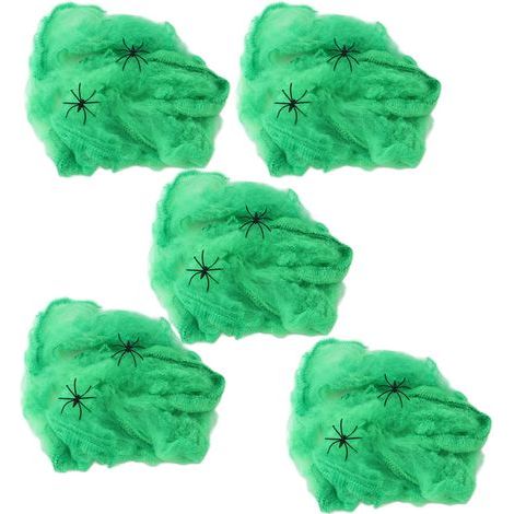 5pcs Spider Web Terrible Vivid Scalable Halloween Decorative Supplies for Indoor OutdoorGreen (1/5)