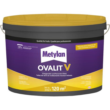 Pegamento para tela de vidrio Ovalit V, pegamento para tela de vidrio blanco, 18 kg - Metylan