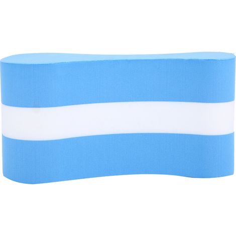 Planche de natation flottante EVA avec clips pour les jambes, pour enfants et adultes débutants, idéale pour l'entraînement en piscine. Bleu et blanc. (1/5)