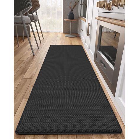 PVC Tapis de Cuisine Antidérapant, Salle de Cuisine Devant Évier Lavable, Antifatigue, Imperméable/Résistant à l'huile, pour Cuisine, Buanderie, Chambre, Couloir (Noir, 44x150cm) (1/5)