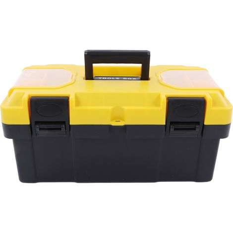 Tragbarer 19-Zoll-Multifunktions-Werkzeugkasten aus Kunststoff, Aufbewahrungsbox für Elektriker und Heimwerker, robuster Werkzeugkoffer für Ausrüstung und Zubehör. (1/5)