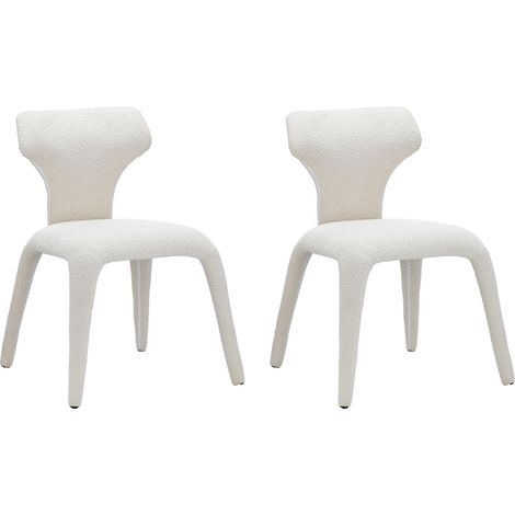 Lot de 2 chaises 55x57x79 cm en tissu bouclette écru (1/5)