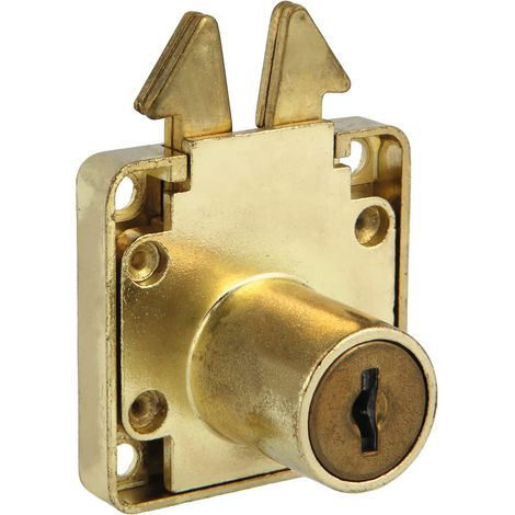 Serrure pour portes coulissantes de meubles et d'armoires Mod.2A + 2 clés Mod.371 Pour mobilier de maison ou de bureau En acier laitonné Sûr et facile à installer (1/5)