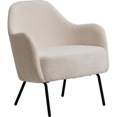 Fauteuil confort en tissu bouclette blanc Kanoa (1/5)
