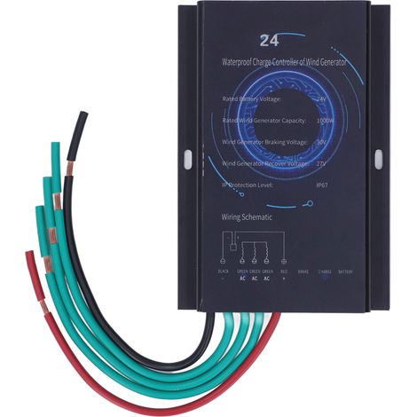 Contrôleur hybride éolien 1000W 24V, charge automatique, boîtier en alliage d'aluminium pour générateur éolien. (1/5)