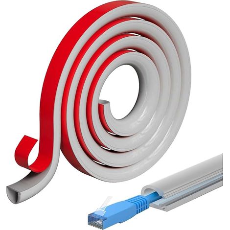 Cable Ducting 1m, Self Adhesive Wire Cover for Home and Office, TV Cable Management and Under Desk Cable Cover (Grey) (1/5)