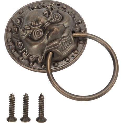 Antiker Türklopfer aus Bronze mit Tierkopfmotiv, korrosionsbeständig, Vintage-Griff für Holzschränke und -kisten (1/5)