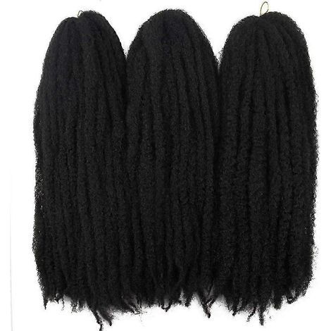 Marley Braiding Hair 18 Inch Afro Kinky Twist Crochet Braids 1B Natural Texture Pack of 3 (1/5)