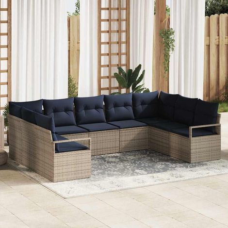 Set di divani con cuscino 7 pcs Grigio polyrattan vidaXL (1/5)