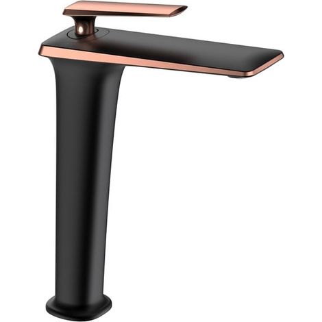 Mexen Purus rubinetto lavabo alto, nero/oro rosa - 745810-76 (1/2)