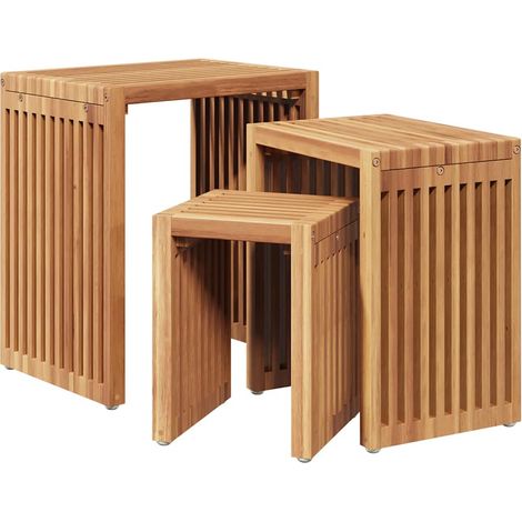 Table d'appoint de jardin Table d'extérieur 3 pcs Marron 33 x 44,5 x 51 cm (1/5)