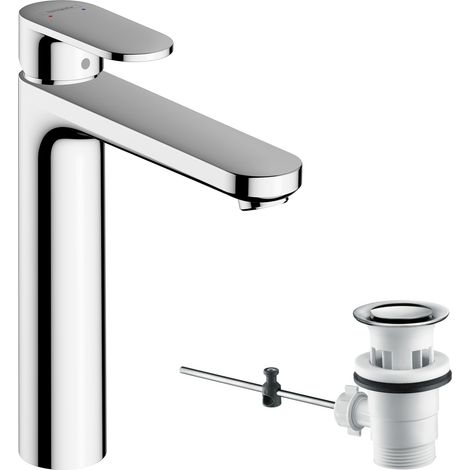 Mitigeur de lavabo sans tirette ni vidage, Robinet de salle de bain avec hauteur sous bec 100 mm, économie d'eau, Chromé, 71552000 (1/5)