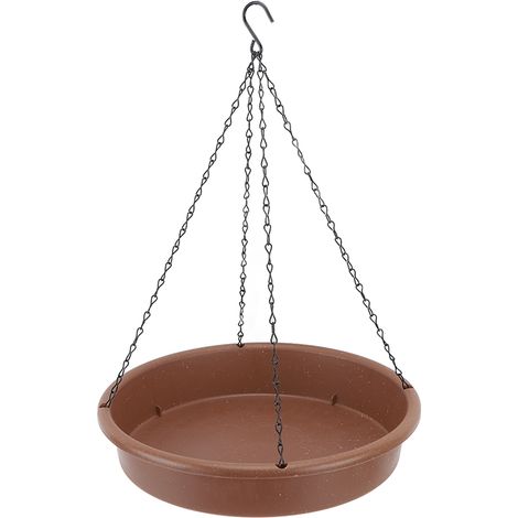 Fontaine à eau solaire pour oiseaux, style suspendu, avec bassin en métal pour terrasse ou jardin. (1/5)
