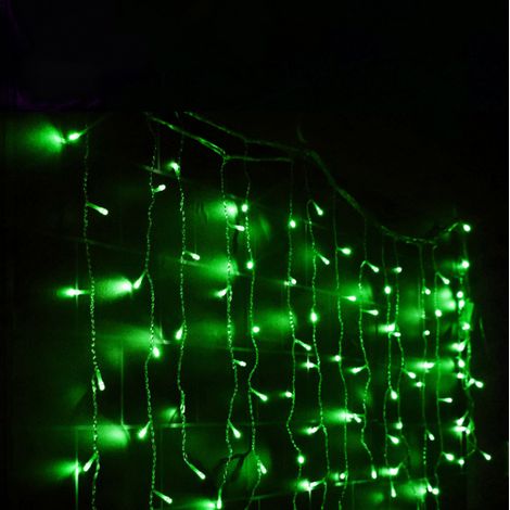 96 lampes LED, guirlande de stalactites de Noël, 3,5 mètres, 8 modes, rideau de lumières féeriques connectable, guirlande de Noël adaptée pour la décoration de fêtes et mariages en extérieur (vert) (1/5)