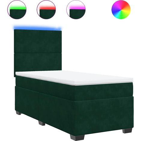 Maison Exclusive - Cama box spring con colchón terciopelo verde o