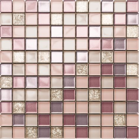 Ilcom mosaico in vetro su rete per bagno e cucina 30cm x 30cm - Flamingo (1/4)