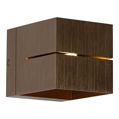 transfer groove - LED Dimmable Applique murale variateur inclus - 1 lumière - L 9.68 cm - Bronze - Moderne - éclairage intérieur - Salon I Chambre I Cuisine I Salle à manger (1/5)