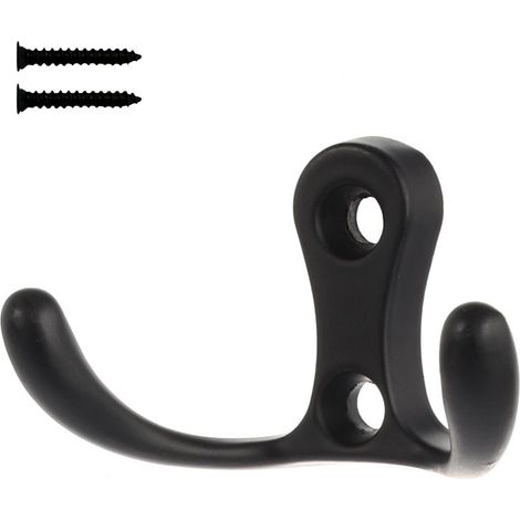 Appendiabiti da parete nero opaco con due ganci XV02 (1/5)