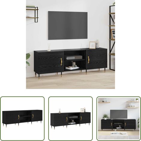 Meuble tv bois - Meuble TV Chêne noir 150 x 30 x 50 cm Bois d'ingénierie (1/5)