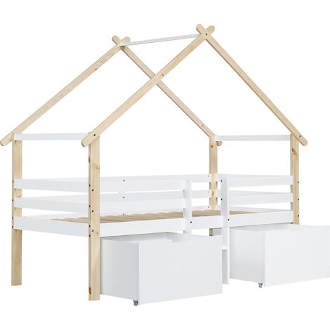 GagaGagaLit cabane mi-haut enfant 90x200 cm blanc naturel (1/5)