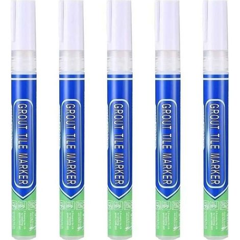 5 Stylos à Coulis Blanc Imperméable - Réparation Carrelage Mural/Sol - Pour Cuisine et Salle de Bain (1/4)