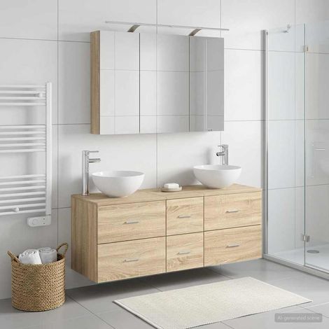 vidaXL Bathroom Furniture Set 4 pcs Sonoma Oak (1/5)