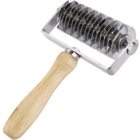 Pr Rolling Pin Lattice Dough Cutter, Home Time Saving Baking Tool, Stainless Steel with Wooden Handle for Cookies/Bread/Pie Crust Pastry/Cake/Pizza (1/4)