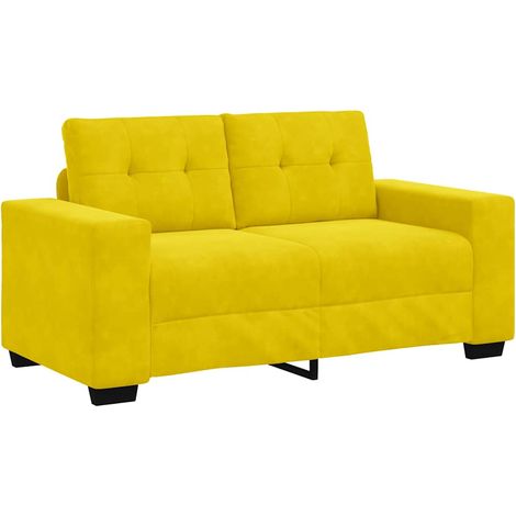 Loveseat Sofa with Cushion Yellow Velvet vidaXL (1/5)