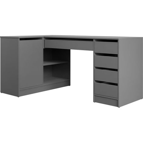 Mesa de ordenador esquinera Comfivo Terros III, Antracita, Con cajones, Rectangular, Con puertas, Número de puertas: 0, Número de cajones: 0, 76x158x98cm