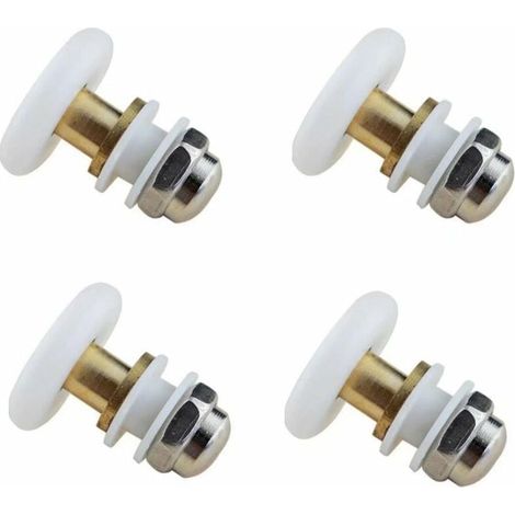 Schiebetür für die Dusche, 4 Stück, 25 mm, exzentrische Riemenscheibe für Schiebetüren der Duschkabine, als Ersatz für Gleitschienen für Duschglastüren, Rollen, Carivent Weiß (1/5)