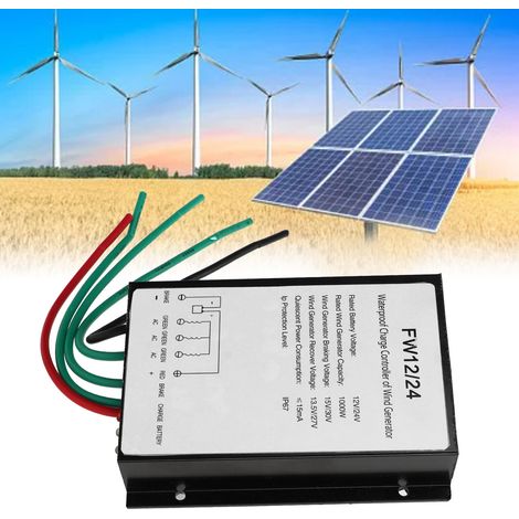 Contrôleur de générateur d'éolienne FW12/24 1000W, contrôleur de charge étanche pour générateur d'éolienne, conception étanche avec voyants LED (1/5)