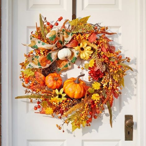 Artificial Pumpkin Maple Leaves Wreath (1/2)