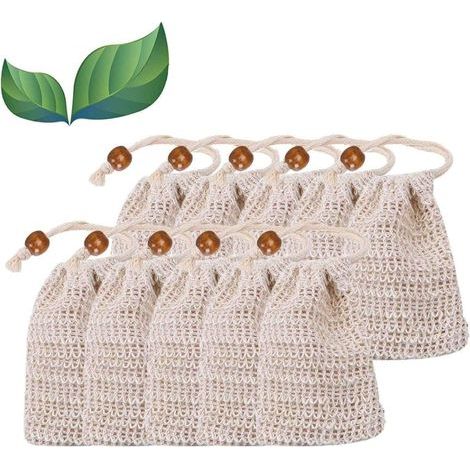 Sisal-Seifenbeutel, 10 natürliche Seifenbeutel mit Aufbewahrungsbeutel für Schaumseife, Trockenseife, Peelingseife und Massageseife (1/5)