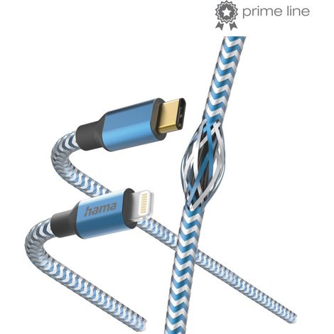 Cavo di ricarica Hama riflettente USB-C - Lightning 1,5 m nylon blu (1/2)