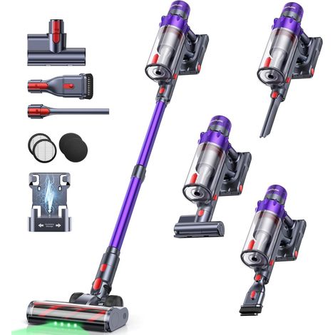 650W 55KPa Aspirateur Balai sans Fil, 70 Mins Aspirateur sans Fil Puissant avec Brosse Matelas, Charge Murale et Écran LED, Auto Aspirateur Balai pour Poils d’Animaux/Sols Durs/Tapis/Voiture (1/5)