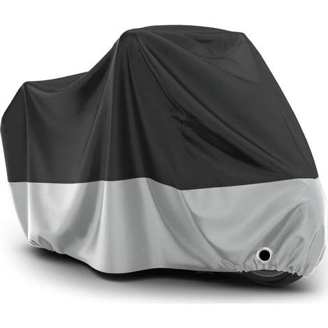 OEM – Housse de protection imperméable pour moto – Tissu Oxford 190T résistant aux intempéries – Dimensions 245x105x125cm – Couleur noir et argent (1/5)