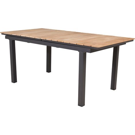 Mexico Table de salle à manger avec extension supplémentaire, 160, 240 cm, noir, naturel. (1/5)