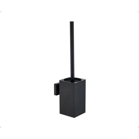 (Noir Mat) Brosse WC et Support, Brosse de Toilette pour Le Nettoyage avec poignée en Acier Inoxydable, Gain de Place pour Le Rangement, Brosse WC carrée à Support Mural