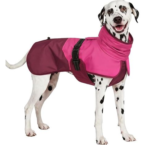 Manteau de pluie pour chien, poncho réglable avec capuche pour animal de compagnie, gilet résistant à la neige avec trou pour laisse, magenta, taille XL