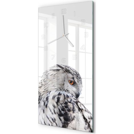 Horloge Murale Rectangulaire Verticale Décorative et Fonctionnelle 30x60 cm Hibou blanc 30x60 cm (1/5)